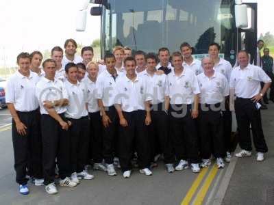 team group before getting on bus