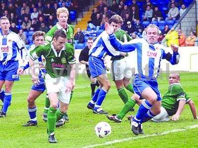Michael McIndoe in action against Chester City at the Deva Stadium on the 1st April 2002